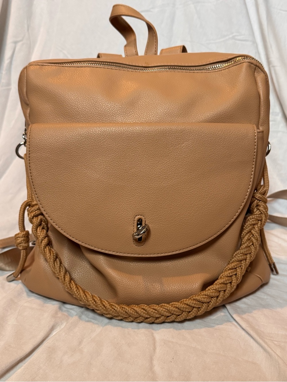 COLAB Convertible Backpack Purse Beige Vegan Leather Shoulder Bag